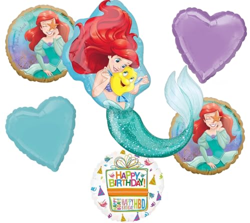 Anagram Suministros para fiesta de cumpleaños de Princesa Ariel, 6 piezas, decoración de ramo de globos de sirenita