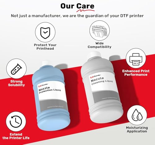 Image of InkSonic DTF Ink 3500ML ＆ Powder Kit Supplies, Direct-to-Film Transfer Ink for PET Film Heat Transfer Printing, Refill for Professional DTF Printers L1800 R1390 L805 L800 DX5 DX7 XP600 I3200