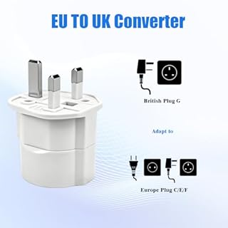 Mesybveo 3 Pezzi Adattatore Presa Inglese, Adattatore UK, Adattatore Spina Inglese, Presa Tipo G, Adattatore UK Tipo G dalla UE a Inghilterra, Scozia, Irlanda, Maldive, Singapore e Dubai, Bianco