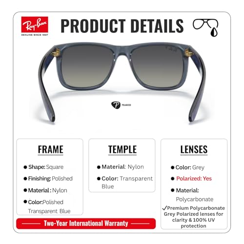 Image of Ray-Ban RB4165 JUSTIN CLASSIC Square Shaped Sunglasses for Men with Official RAYBAN Eyewear Kit