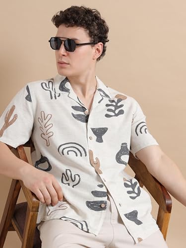 Image of StitchX Men's Half Sleeve Cuban Collar Printed Shirt