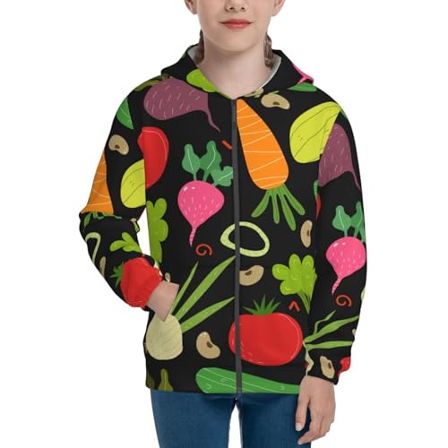Cartoon Vegetables Kids Pullover Hoodies Boys Zip Up Sweatshirts Girls Athletic Clothes with Pocket3