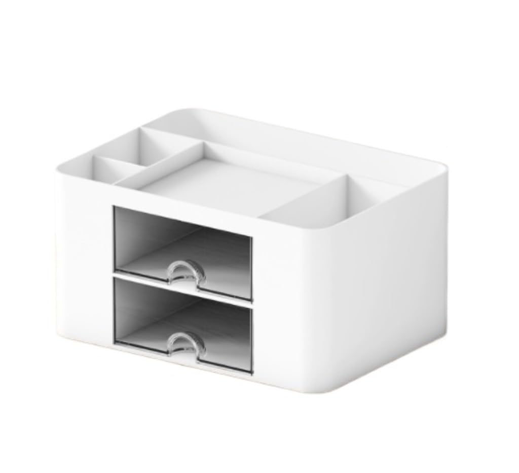 Organisateur de Bureau Organisateur De Bureau Avec 2 Tiroirs En Plastique Stylo De Bureau Porte-carte À Crayons Boîte De Rangement Pour Fournitures De Bureau Rangement Fourniture Bureau ( Color : A ,