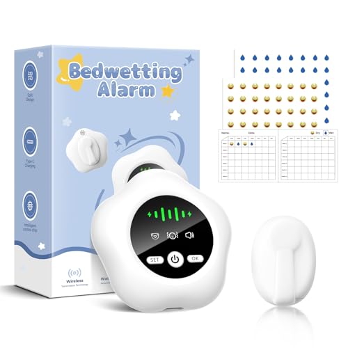 Bedwetting Enuresis Alarm Wireless for Boys and Girls,Compact & Comfortable Wireless Sensor Proven Solution for Bedwetters.Includes Progress Card and Stickers