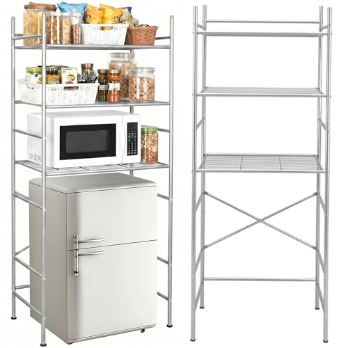 Wesiti 3 Tier Mini Fridge Shelf for Dorm Sliver Mini Microwave Stand