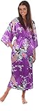 VEAMI Women's Kimono Robe, Peacock Design, Long