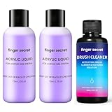Acrylic Liquid 5 oz Acrylic Liquid Monomer with,1.3 oz brush cleaner, for Acrylic Powder Application,Non-Yellowing Acrylic Nail Monomer Liquid for DIY Home & Nail Salon Use