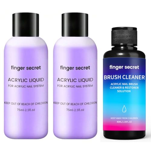 Acrylic Liquid 5 oz Acrylic Liquid Monomer with,1.3 oz brush cleaner, for Acrylic Powder Application,Non-Yellowing Acrylic Nail Monomer Liquid for DIY Home & Nail Salon Use