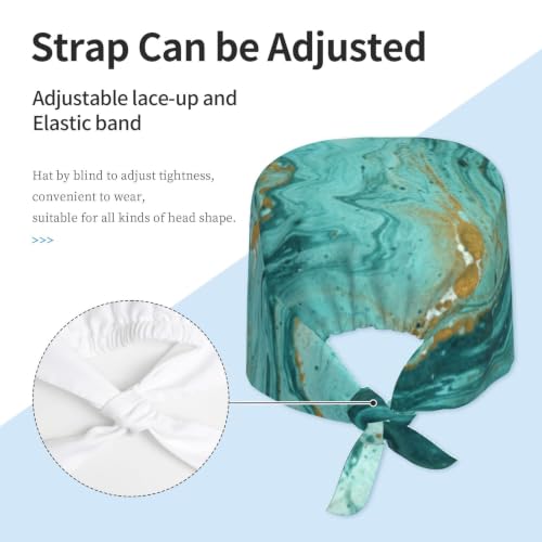 Image of Cute Pug Dog Print Working Cap Scrub Cap with Sweatband,Adjustable Fashion Bandage Tie Back Hat Headwear for Women Men