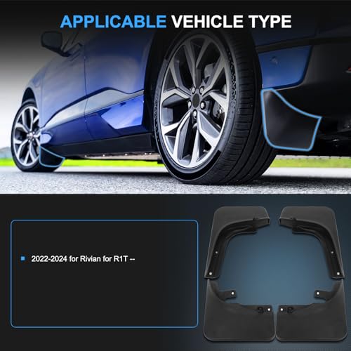 Image of ECCPP 4Pcs Mud Flaps Splash Guards 2022-2024 For Rivian R1T BATT Front & Rear Mud Guards