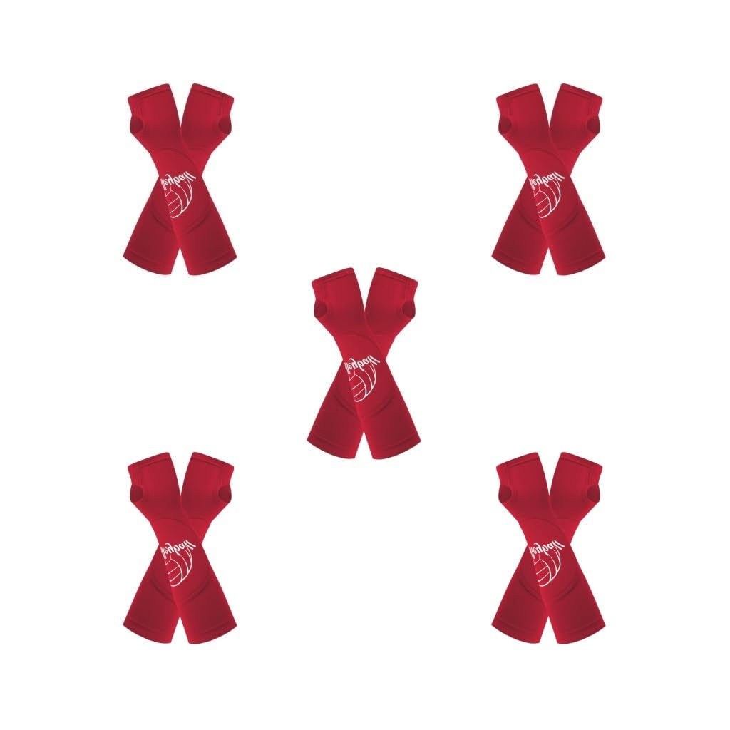 Manicotti per braccio da pallavolo, imbottiti, elastici, imbottiti, per pallavolo, M, colore: rosso