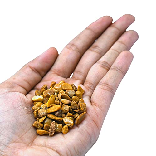 Image of Yellow Jasper Crystal Chips Aquarium Gravel Rocks - Amethyst Chips Bulk Fish Tank Gravel, Small Tumbled Stone Chips and Tiny Crystals for Decoration (Natural AAA Grade Gemstones)