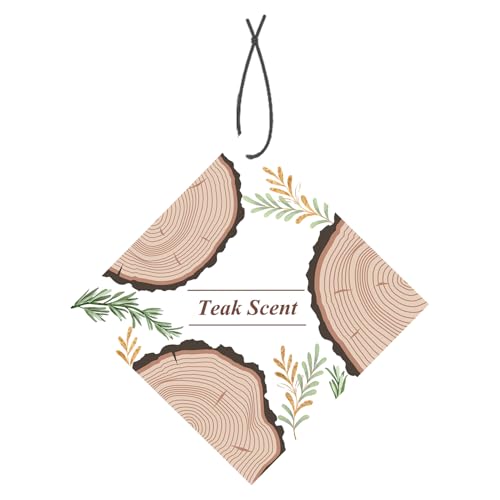 Car Air Freshener - Wood Air Freshener - Car Odor Eliminator - visor clip Scent Starter Kit (5 Packs Handing, Teak Scent 5)