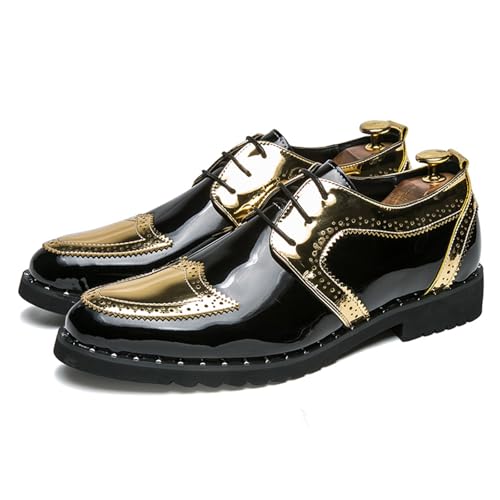 Men's Platform Brogue Oxfords Fashion Carved Patchwork Low Heel Lace up Dress Leather Shoes for Casual Business Office Wedding Formal Shoes3