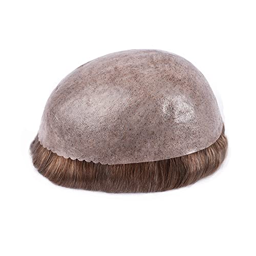 Zakya Hair System for Men Thin Skin Men's Toupee 100% Human Hair Men's Hairpieces 8x10 Inches Base Size Hair Replacement System for Men (Medium Dark Brown 4#) - Image 4