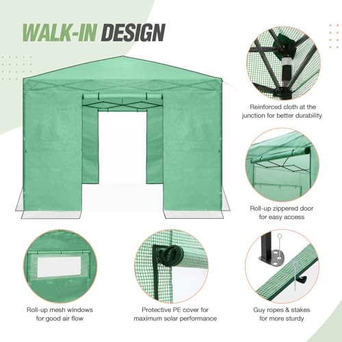 Image of EAGLE PEAK 10x10 Easy Setup Pop Up Greenhouse, Clear /Green