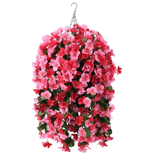 Homsunny Hanging Flowers With Basket