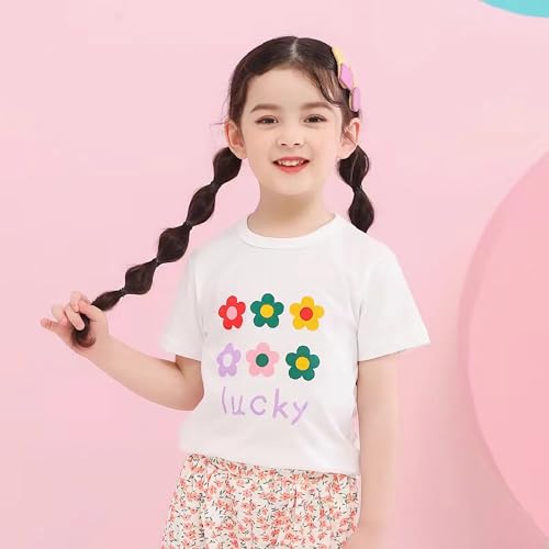 Image of 100% Cotton Girls T-Shirt 2-Pack Cute Tops Casual Soft Printed Toddlers Tees Layering 18Months-8Years