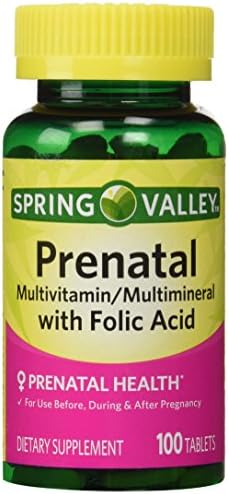 Spring Valley – Prenatal, Multivitamin, Multimineral, 100 Tablets w. Folic Acid