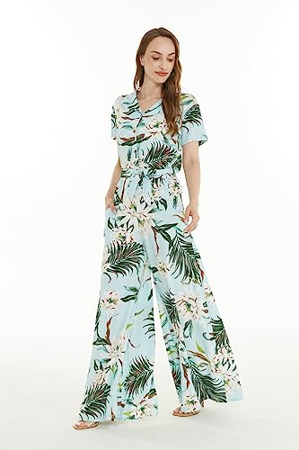 Image of Wispy Cereus Light Blue Family Matching Hawaiian Clothes | Family Matching Outfits • Soft Rayon Fabric • Tropical Floral Print • Vacation Ready • Luau Party Wear