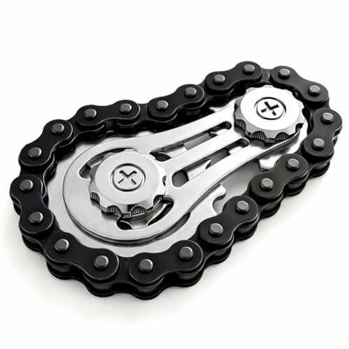 Gadgetime USA Metal Fidget Spinner Bike Chain Style Toy Premium All-Metal Stress Relief EDC Gadget for Teens & Adults, ADHD Anxiety Focus Aid, Silent Desk Fidget Toy for Office (Black)