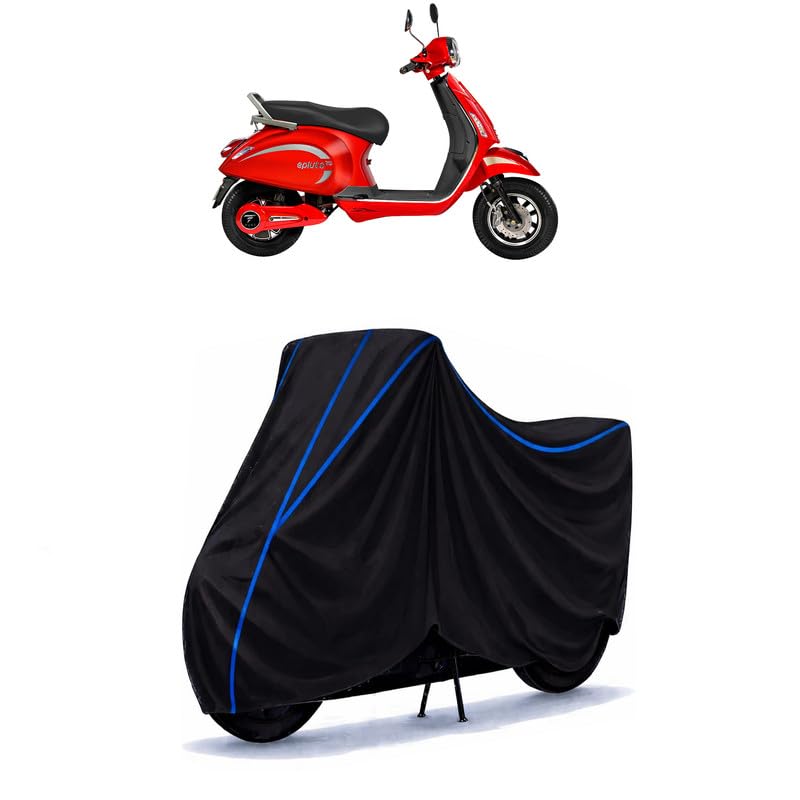 Image of Scooty Cover Water Resistant for EPluto 7G Pro,EPluto 7G Max | Universal Scooter & Bike Cover | Heavy Duty UV Dust, Rain & Scratch Protection Weather Indoor Outdoor | Black with Blue Piping