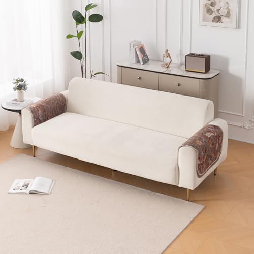 Image of HOKIPO HeavenHue Fleece Backed Sofa Armrest Cover 2 Pc, Vintage Bloom