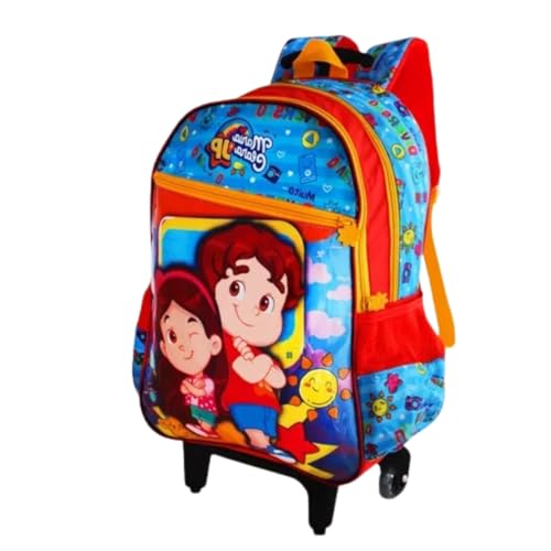 Mochila Escolar Infantil Com Rodinhas Maria Clara & Jp Youtubers Azul Meninos