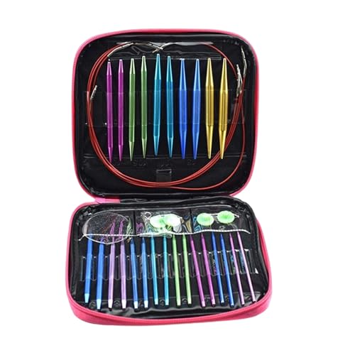 Aiguilles circulaires pointe interchangeable avec étui pour petits projets tricot
