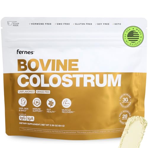 Image of Grass Fed Whole Bovine Colostrum Powder for Women & Men - First Day Milking, Non GMO, Soy Free, Keto, Gluten Free - 28 Servings, 2.96 oz, Unflavored, Made in USA