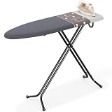 Bügelbrett Klappbar Groß, Bügeltisch Höhenverstellbar mit High Speed Zone, Dampfbügelbrett mit 4-Lagigem Bezug, Rutschfesten Füßen & Sicherheitsverriegelung, Platzsparend, 110 x 33 cm, Grau