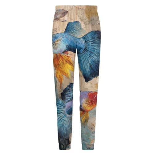 Guppy Fish Ocean Vintage Newspaper Men's Pajama Pants Lounge Pant Sleepwear PJ Bottoms4