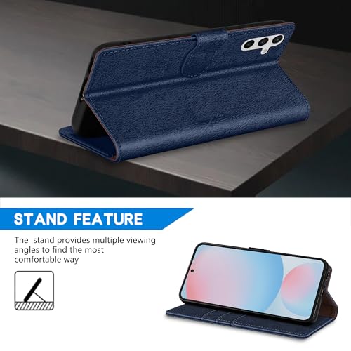 Image of ZZXX for Samsung Galaxy S25 Wallet Case with [RFID Blocking] Card Slot Kickstand Magnetic Closure Leather Flip Fold Protective Phone Case for Samsung Galaxy S25 5G Case Wallet(Blue-6.2 inch)