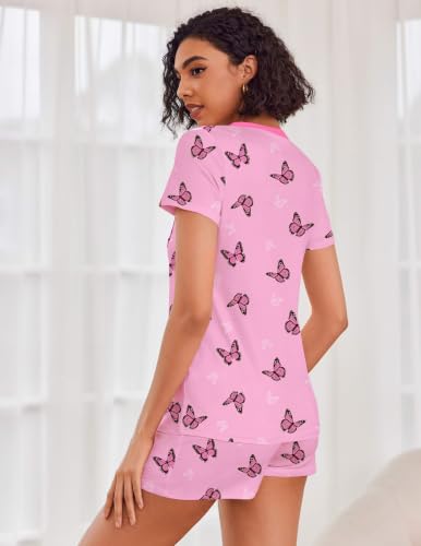 Image of Ekouaer Womens Pajama Sets Short Sleeve Pajamas for Women Sets Soft Lounge Sets Casual V Neck Sleepwear PJS