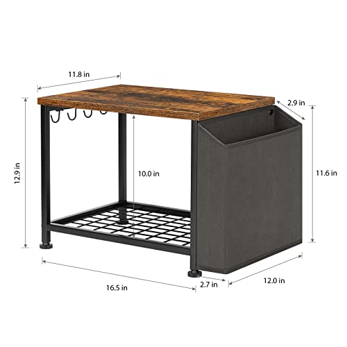Ybing Printer Stand 2-Tier Printer Cart With Wheels And Storage Bag Wood Rolling Printer Table With Storage Under Desk Mobile Printer Stand Shelf For Home Office, Rustic Brown #TOP4