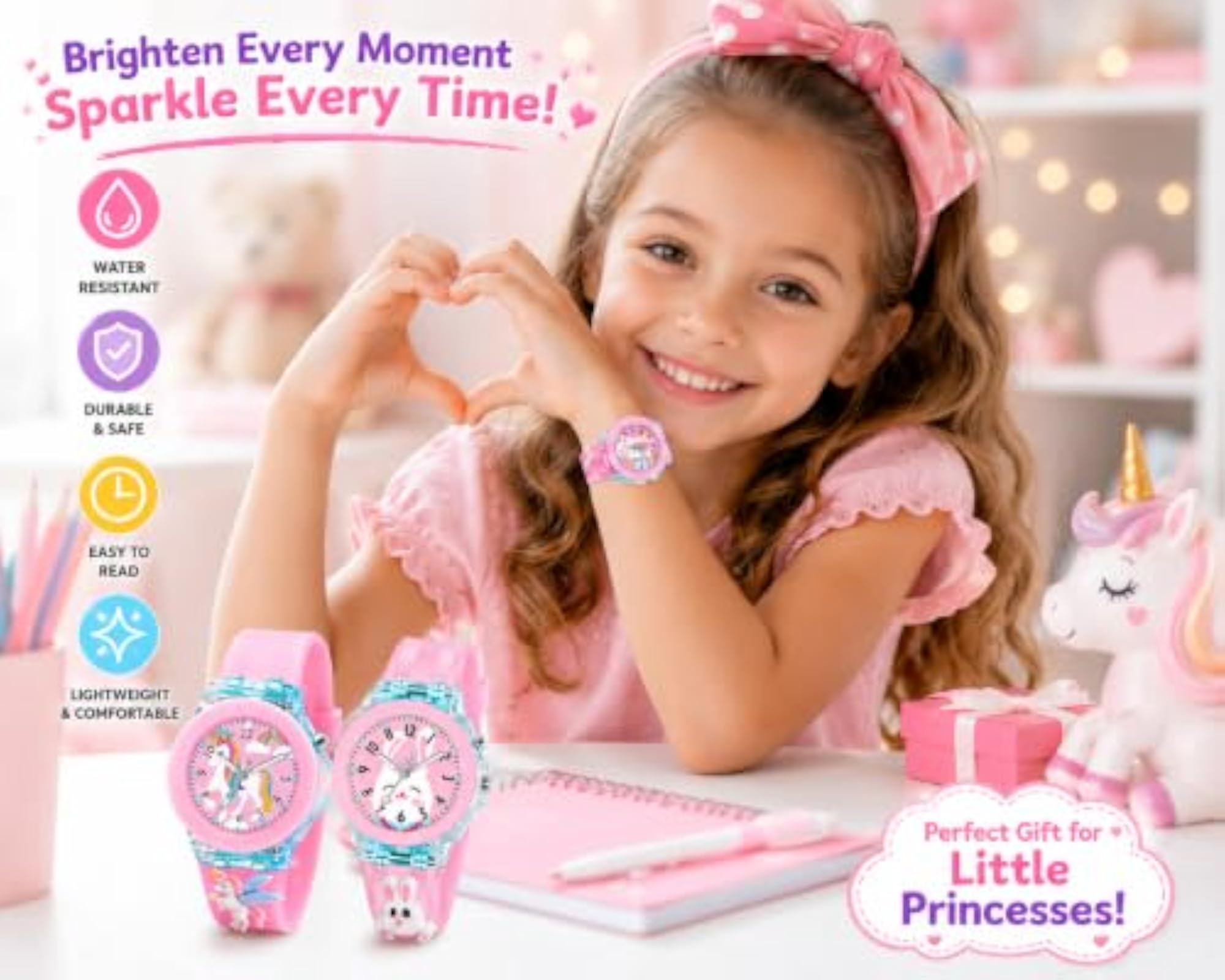 Kids Rabbit and Unicorn Combo Waterproof Watches