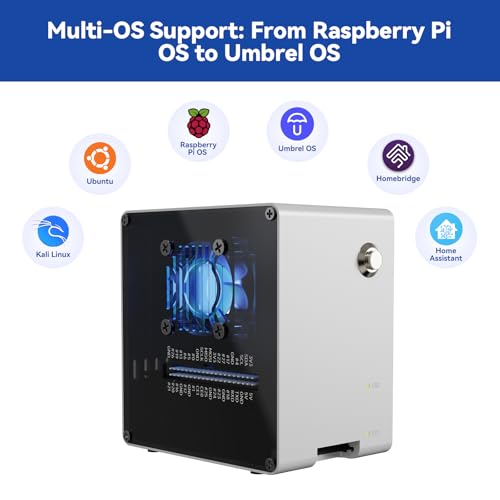 Image of Pironman 5-Mini NVMe M.2 SSD PCIe Mini PC Case for Raspberry Pi 5 2 /4 /8 /16GB Hailo-8L AI Accelerator with PWM Active Cooler+RGB Fan, Safe Shutdown, RGB Effect, Stylish Design (RPI5 Not Included)