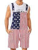 QOSAKIY Overalls for Men Bib Coveralls Shorts Romper Printed Jumpsuits Festival Outfits(American Flag,4XL)