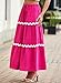 Happy Sailed Women's Skirts Fashion Wave Trim High Waist Elastic Waist A Line Flowy Long Maxi Beach Skirt with Pockets Rose Medium