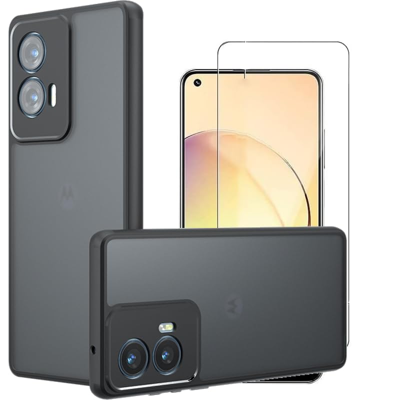 [1+1] Compatible with motorola edge 50 fusion cover case with screen protector tempered glass protective film ultra-thin fingerprint-resistant shell