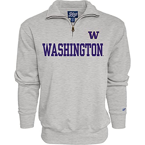 Blue 84 Men's Washington Huskies Quarter Zip Sweatshirt Grey, Grey, XX-Large