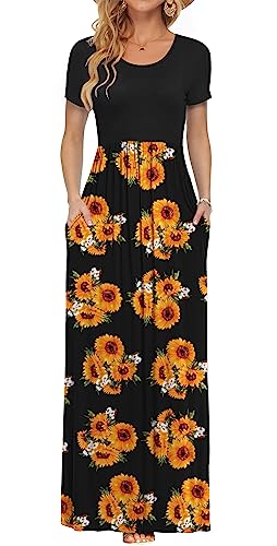 Image of AUSELILY Women's Classic Short Sleeve Loose Plain Casual Long Maxi Dresses for Women 2026