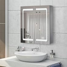 Stainless Steel LED Medicine Cabinet,Bathroom Mirror Cabinet with Light,3 Color,Dimmable,Equipped with Defogger,USB Shavor Socket,Internal Light,2428 Inch