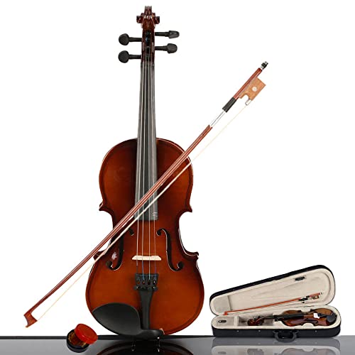 Bonnlo 1/4 Size Acoustic Violin with Case, Bow & Rosin, Violin for Kids 6-8, Students Beginners (Natural)