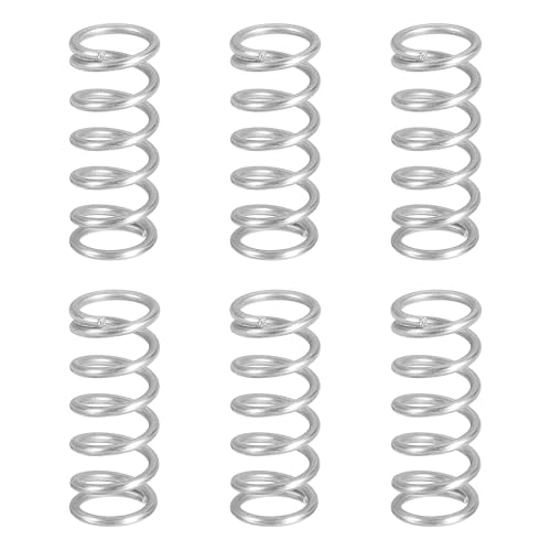 QUARKZMAN 6pcs Muelle de Compresión, Resortes de Compresión de Acero Inoxidable 304 Extensión Resorte Comprimido Helicoidal Resortes de Presión de Bolígrafo, 1.2 * 10 * 25mm (Diá*OD*L)
