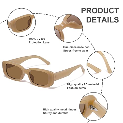 Image of JASPIN Rectangle Sunglasses for Women Men Trendy Y2k Retro 90s Sun Glasses UV Protection Cool Square Frame