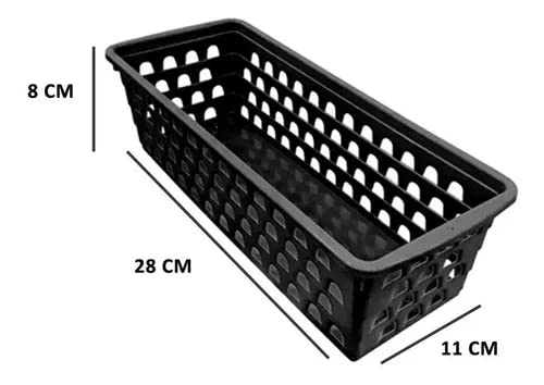 Kit Cesto Organizador Multiuso Comprido Preto c/2 Unidades 8x11x28