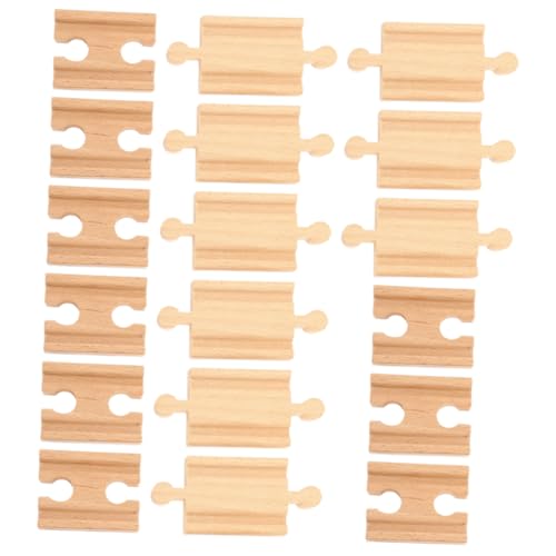 IWOWHERO 18pcs Wooden Train Track for Compatible Educational Railway Durable Wooden Track Accessories for Imaginative Play Easy to Assemble