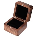 Beavorty Caja de Madera para Anillos de Boda Pequeña, Organizador Portátil para Compromiso y Propuesta, Color Negro, Diseño Compacto para Viaje, Doble Compartimento para Anillos y Joyas