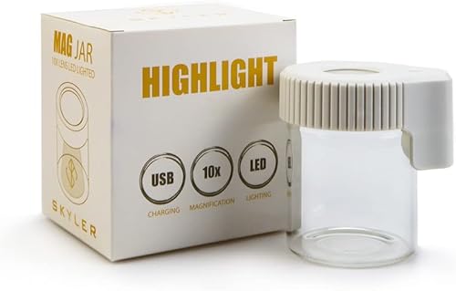 Miniatura 1 de LEWOT Tarro de visualización de aumento con luz LED, tarros de almacenamiento de vidrio transparente herméticos, contenedor de tapa LED recargable